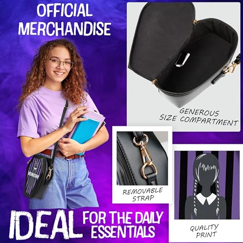 wednesday crossbody bag for girls teens women fanny pack with detachable straps sling bag gothic mini backpack for travel fashion cosplay gifts
