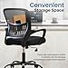 DUMOS Home Office Desk Chair - Ergonomic Mid Back with Lumbar Support & Rocking Mode, Height Adjustable with Fixed Armrest, for Conference, Computer, Meeting Room, 360° Swivel, Adults, Black