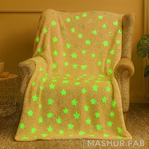 Image of Glow-in-The-Dark Kids Blanket a€ inch Polar Fleece Soft Lightweight Single Bed Blanket with Unicorn Jacquard Print, Multicolor (Star White)