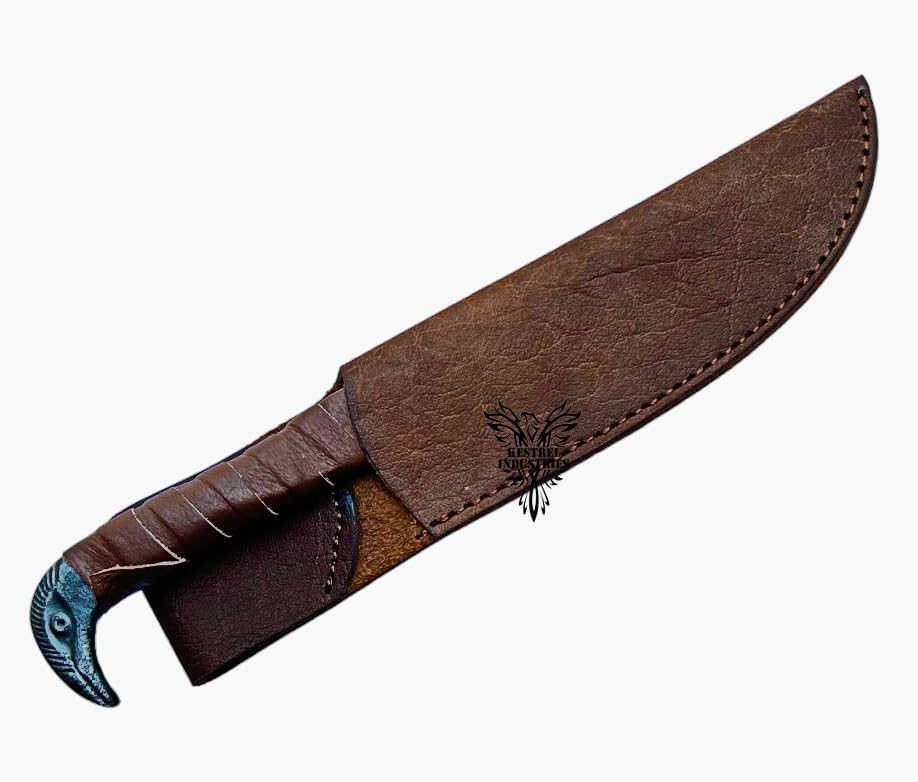 Miniatura 9 de Cuchillo de cuervo de acero al carbono vikingo hecho a mano personalizado con funda de cuero de vaca pura, cuchillo de cuervo vikingo, cuchillo de