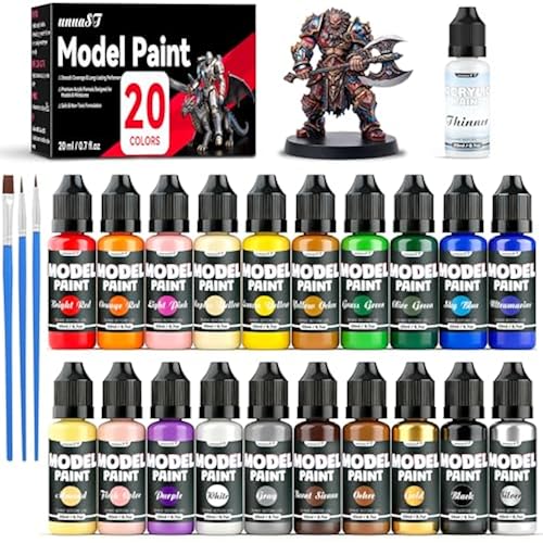 20 Colors Model Paint Set, Model Acrylic Paint Set for Brush & Airbrush Use