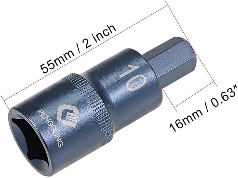 TOP-VIGOR Hex Bit Socket, 1/2 Drive x H10 (10mm) Allen Key Socket, Premium S2 Steel Bits, Hex Bit with 2 Length for Car, Trucks Repair(For Hand Use Only) Blue
