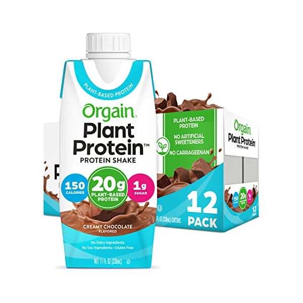 Orgain Vegan Protein Shake, Creamy Chocolate 20g Plant Based Protein, Meal Replacement with