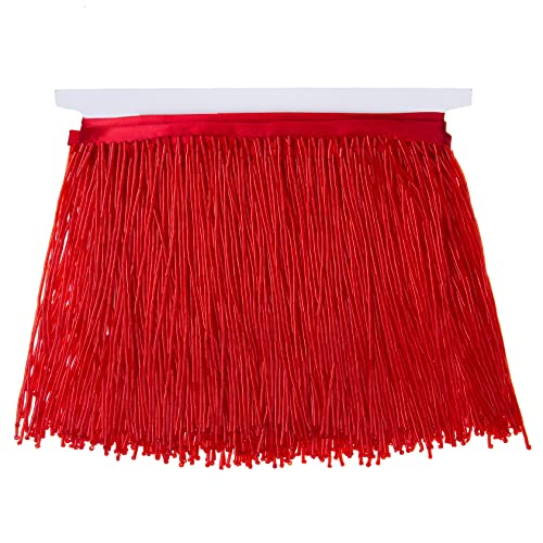 Beaded Fringe Trim,Ribbon Tassel Fringe Trim 6 Inch Wide 3 Yards Long for Crafts DIY Dress Clothes Decoration (Red)