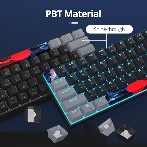 Image of 65 Percent Gaming Keyboard 68 Keys Mechanical Keyboard LED Backlit Ultra Compact Wired Key Board with Red Switch for Windows Laptop Gamer(68Dark)