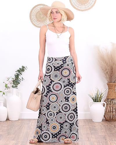 Image of Popana Long Maxi Skirt for Women, Flowy Long Skirts for Women | High Waisted Soft Trendy Rayon, Sundress Convertible Skirt, Long Length Bodycon Maxi Skirt, Petite and Plus Size