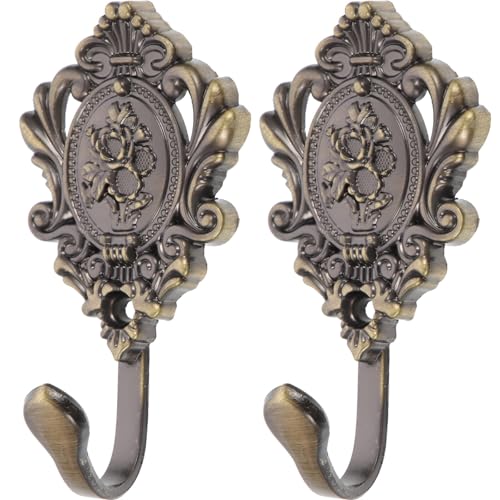 2Pcs Vintage Vorhang Raffhalter Haken Rose Gardinen Holdbacks Wand Haken Aufhänger Halter für DIY Home Office Goldene Hut Handtuch Bronze