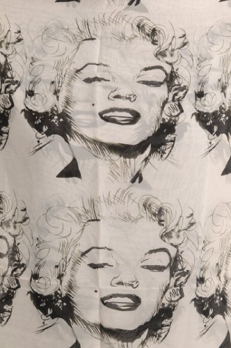 LissKiss Marilyn Monroe On White - White Designer Scarf2