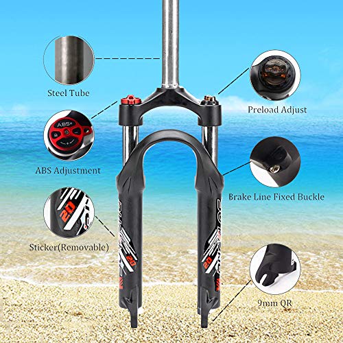 Bucklos 《Us Stock》20 Inch Mtb Suspension Fork, 28.6 Straight Tube Coil Forks Qr 9Mm Travel 50Mm Mountain Bike Fork Crown Lockout Disc Brake Front Forks #TOP1