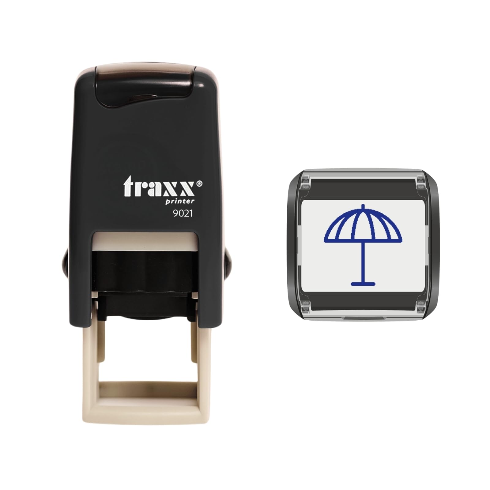 Traxx 9021 Loyalty Card Self Inking Rubber Stamp Garden Store Outdoors Sun Umbrella Shop Bed Beach *A Blue Parasol Design**