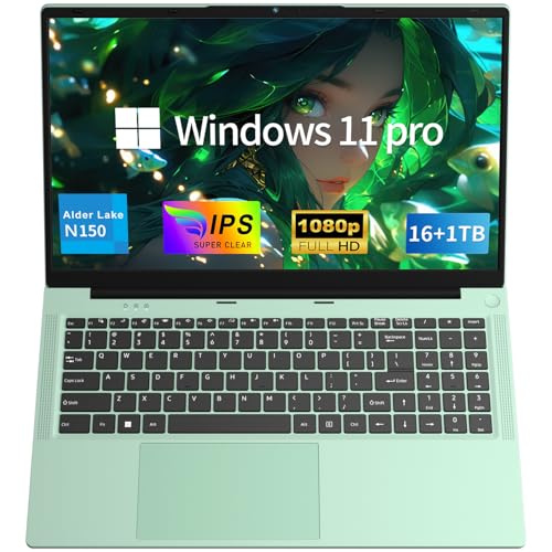 MOONFISH Gaming Laptop Computer, 15.6 Inch Lap Top Pc 2026 Window 11 Pro, 16GB RAM 1TB SSD, 13th Gen N150 Processor(up to 3.6GHz), Backlit Keyboard, FHD 1920 * 1080, Office 365, Business, Student