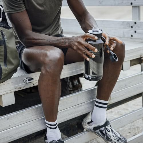 Image of YETI Yonder Water Bottle with Yonder Tether Cap, Lightweight, Leakproof and BPA-Free