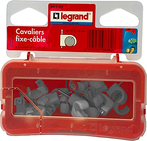 LEGRAND, Nagelschellen, Kabelschellen, Haftclips, mit eingestecktem Nagel, Größe: 10-14mm, 20 Stück, Farbe: Grau, 098367