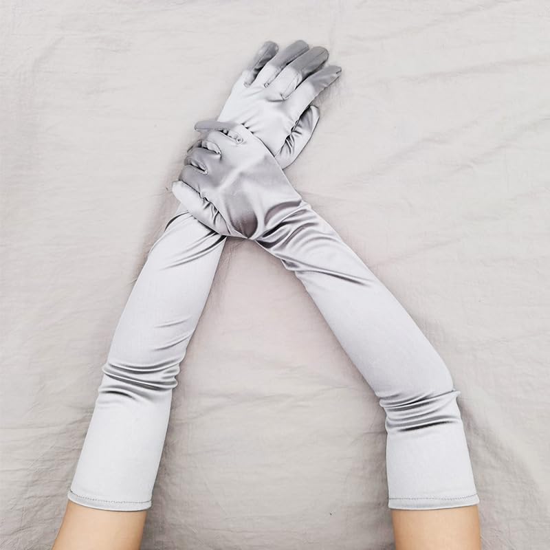 Women's Long Gloves for Wedding Full Finger Satin Bridal Party Evening Gloves2