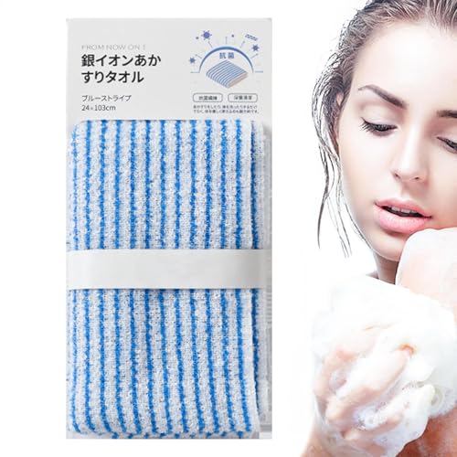 Generisch Limpiador corporal exfoliante – Detergente de ducha, paños negros | de espalda | 9,4 x 40,5 pulgadas toalla de baño exfoliante | toalla de ducha alisadora de piel | exfoliante de