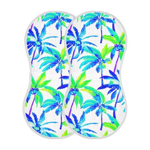 Watercolor Palms Baby Burp Cloths Burp Clothes Rags Muslin Burp Cloths Soft Burping Cloths for Babies Burp Cloth Bib Baby Washcloths for Newborn Baby Boy Girl Essentials,2 Pack