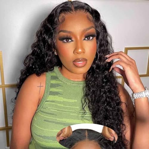 Image of Srakuw Wear and Go Glueless Wigs Human Hair Pre Plucked Pre Cut 4x4 Lace Front Wigs for Black Women Curly Human Hair Wig (26 Inch)