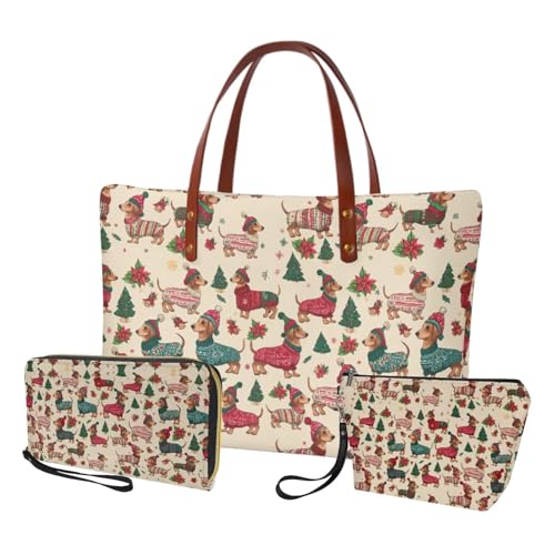 Image of Top Handle Purse for Women, Large Tote Handbag With PU Wallet Set, Gift for Mom