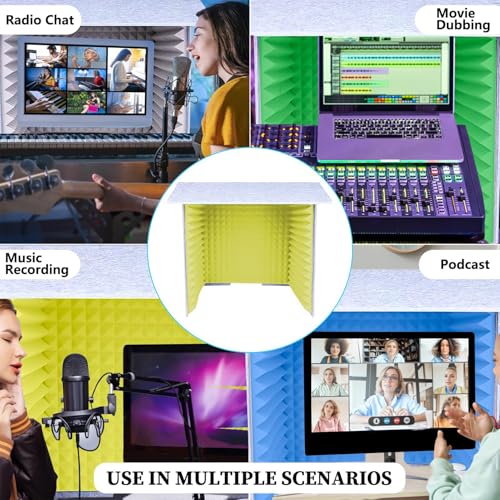 Cabina Acústica Cuadrada Moderna, Pequeño Estudio Portátil de Grabación, Caja de Aislamiento Acústico Amarilla para Voz, Cubierta Plegable de Escritorio para Grabación miniatura 6