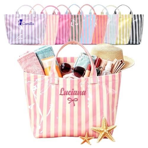 Personalized Jelly Striped PVC Tote