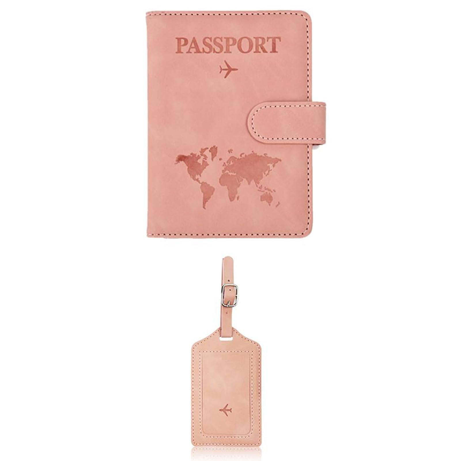 Passport Holder, Pink RFID Blocking Passport Holder Set, Waterproof Travel Document Organizer with Matching Luggage Tag, Magnetic Snap Travel Wallet with SIM & Card Slots for Travel Essentials-image-16