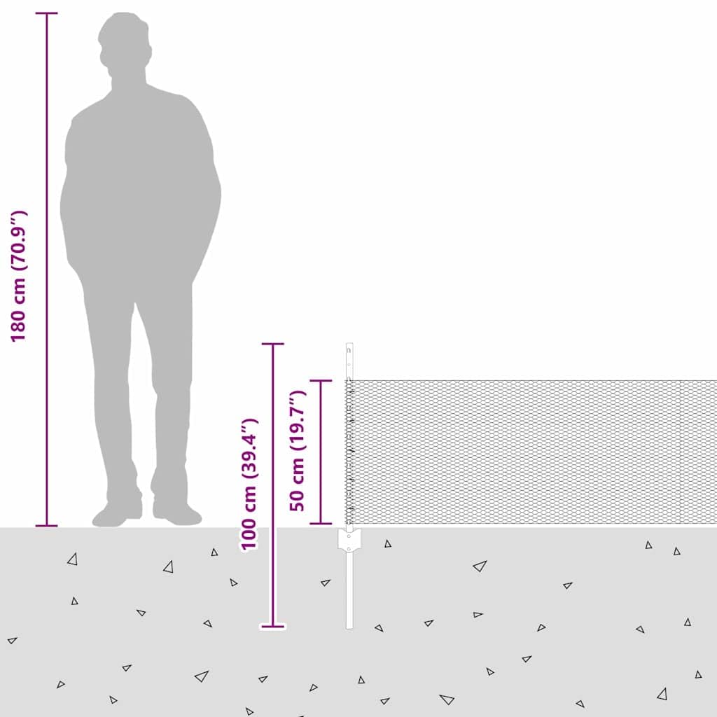 vidaXL Sześciokątne ogrodzenie z słupkiem 100 x 0,5 m Stal pokryta PVC