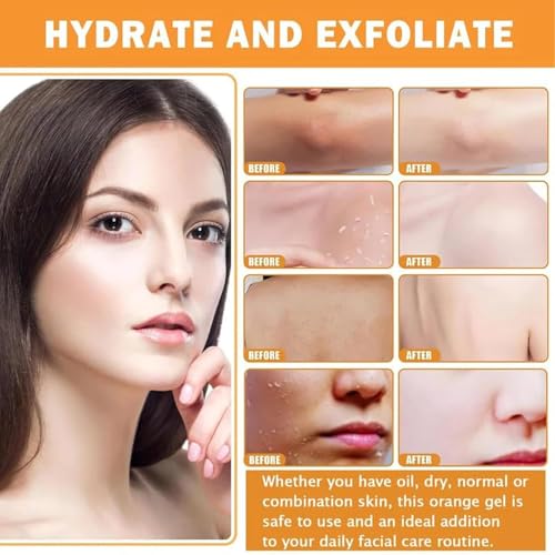 Image of Orange Eng Exfoliating Gel - Natural Orange Peel Gel for Face & Body - Deep Exfoliating Brightening Scrub to Purify - Soften and Moisturise Skin - Gentle Formula