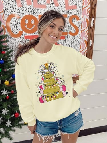 Christmas Sweatshirts for Women Funny Christmas Tree Xmas Cute Graphic Long Sleeve Shirt