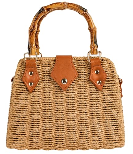 Straw Beach Handbags for Women Rattan Woven Crossbody Shoulder Purse Small Totes Summer Vacation Wicker Clutch