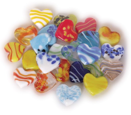 Corazones de cristal multicolor, 25 mm, 24 piezas.