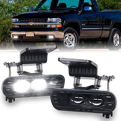 MOVOTOR LED Fog Lights Replacement 300% Bright Bumper Fog Lamps Compatible with 1999-2002 Chevy Silverado 1500 2500, 2000-2001 Silverado 3500, 2000-2006 Chevrolet Suburban Tahoe Cover