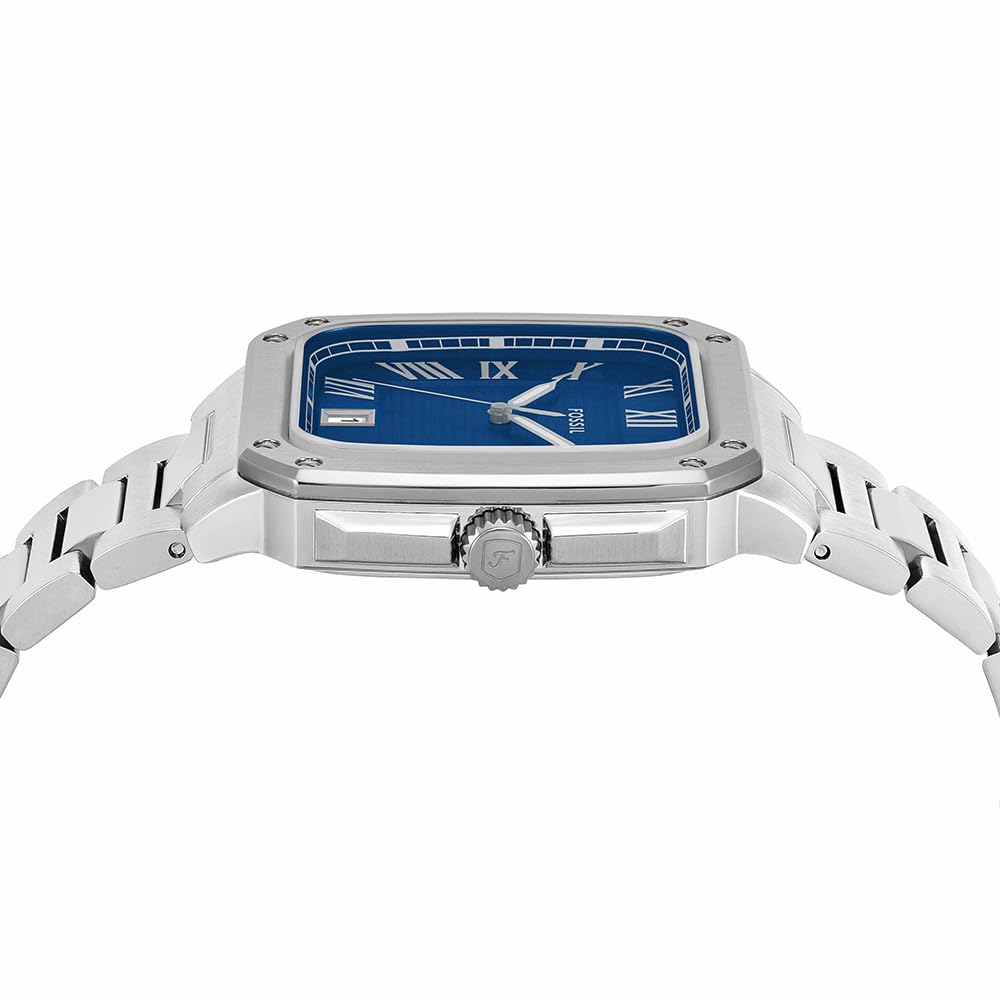 Fossil Orologio Crosby da uomo, movimento al quarzo con data a tre lancette e cinturino in acciaio inossidabile