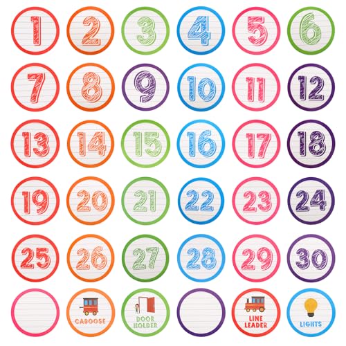 Piriuuo 36 Pcs Line up Spots for Classroom Floor, 4" Classroom Floor Number Stickers 1-30 Vinyl Floors Line up Stickers for Classrooms Lining ups Back to School Preschool Kindergarten Supplies