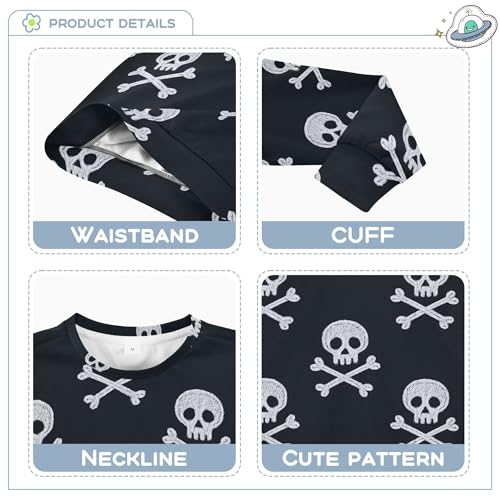 JUNZAN White Skull and Crossbones Crayon Kids Boys Sweatshirt Hoodie Crewneck Sweatshirt With Hoodie Athletic 4T3