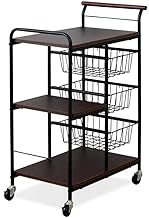 moca company Basketton Kitchen Wagon with Casters, Black Brown