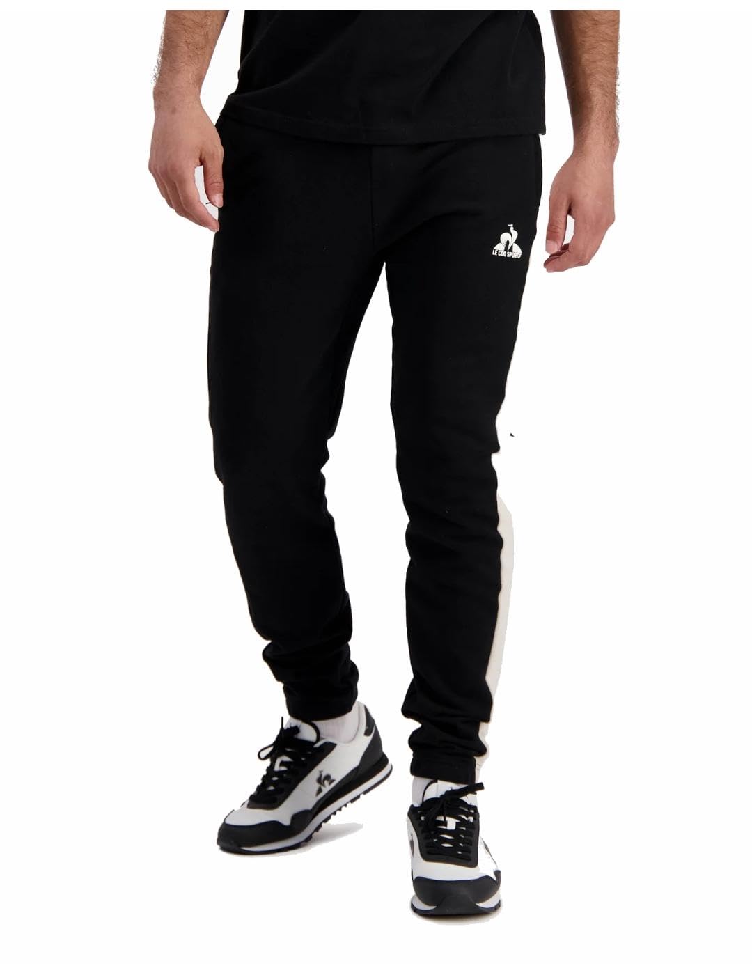 Le Coq Sportif - Contemporain Pant N°1 - Pantalon Homme 100% Coton Molletonné - Coupe Ajustée Confortable avec Cordon Ajustable - Taille XL - Couleur Noir (Black)