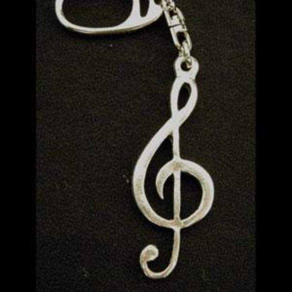 Fine Quality English Pewter Treble Clef Keyring, Lovely Gift Idea