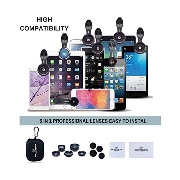Kameraobjektiv 5 in 1 Kit, 2 x Teleobjektiv + 198 ° Fischaugenobjektiv + 0,63 x Weitwinkel & 15 x Makroobjektiv + CPL für iPhone, Samsung, Huawei, Xiaomi und die meisten. – Bild 8