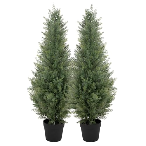 Bellacat 3ft Artificial Topiary Trees Outdoor UV Resistant, 35in Fake Cypress Tree with Full...