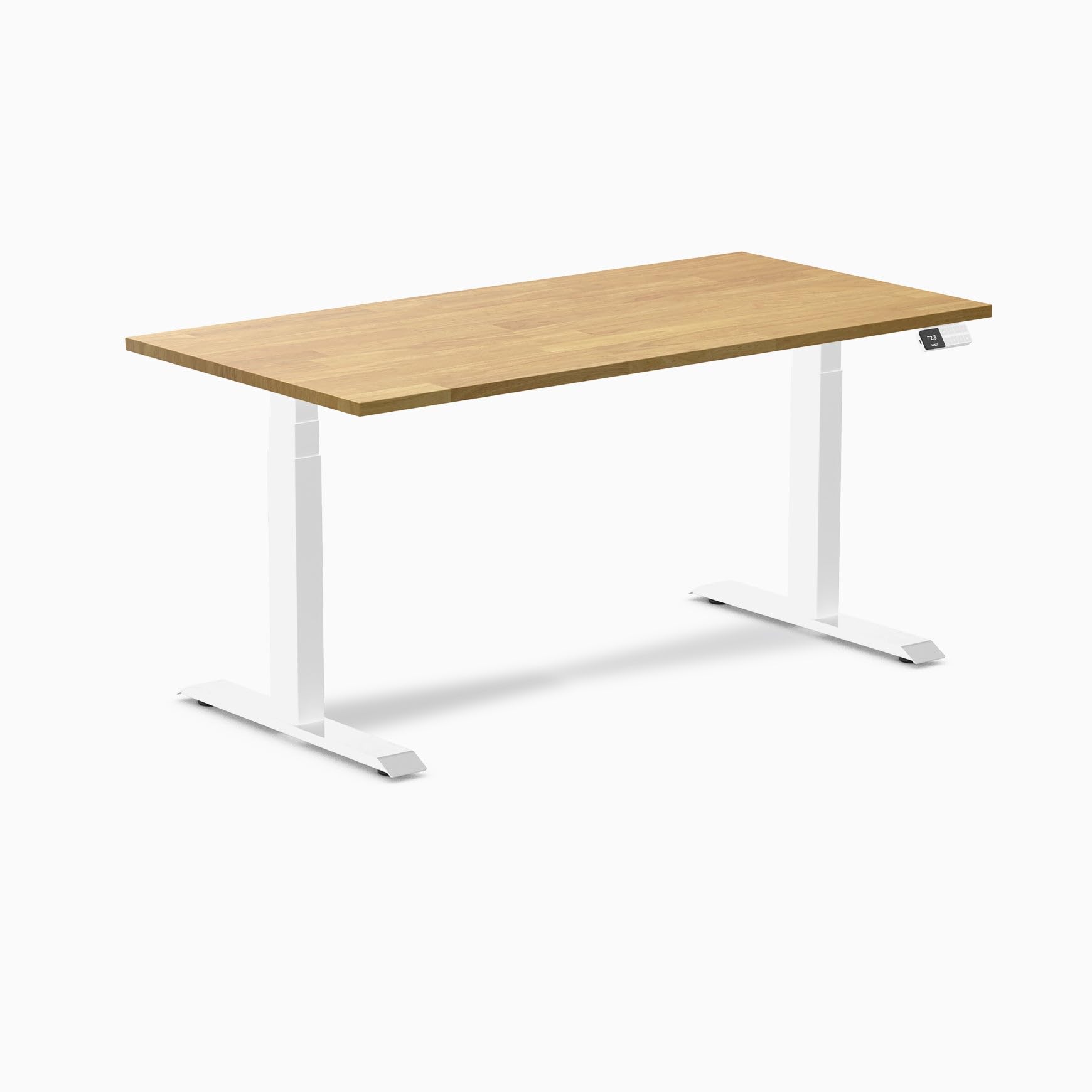 Desky Dual Rubberwood Sit Stand Desk Light Oak 60" White
