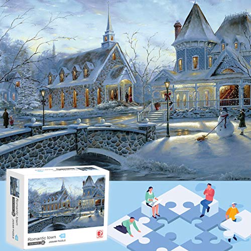 IFLOVE Christmas Snow Puzzle Holiday Snow Snowman Jigsaws Gift 1000 Pieces-Themes Puzzle Sets for Family, Brain Challenge Puzzle for Kids and Adult (Snow)
