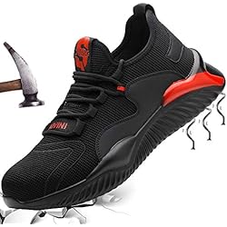 Zapatos De Trabajo Livianos Zapatos de Industrial Hombre 41 Zapatos de Seguridad Mujer Zapatillas Zapatos de Trabajo con Puntera de Acero Ligero Comodas Antideslizante Calzado de Seguridad Trabajo para Verano Unisex Negro