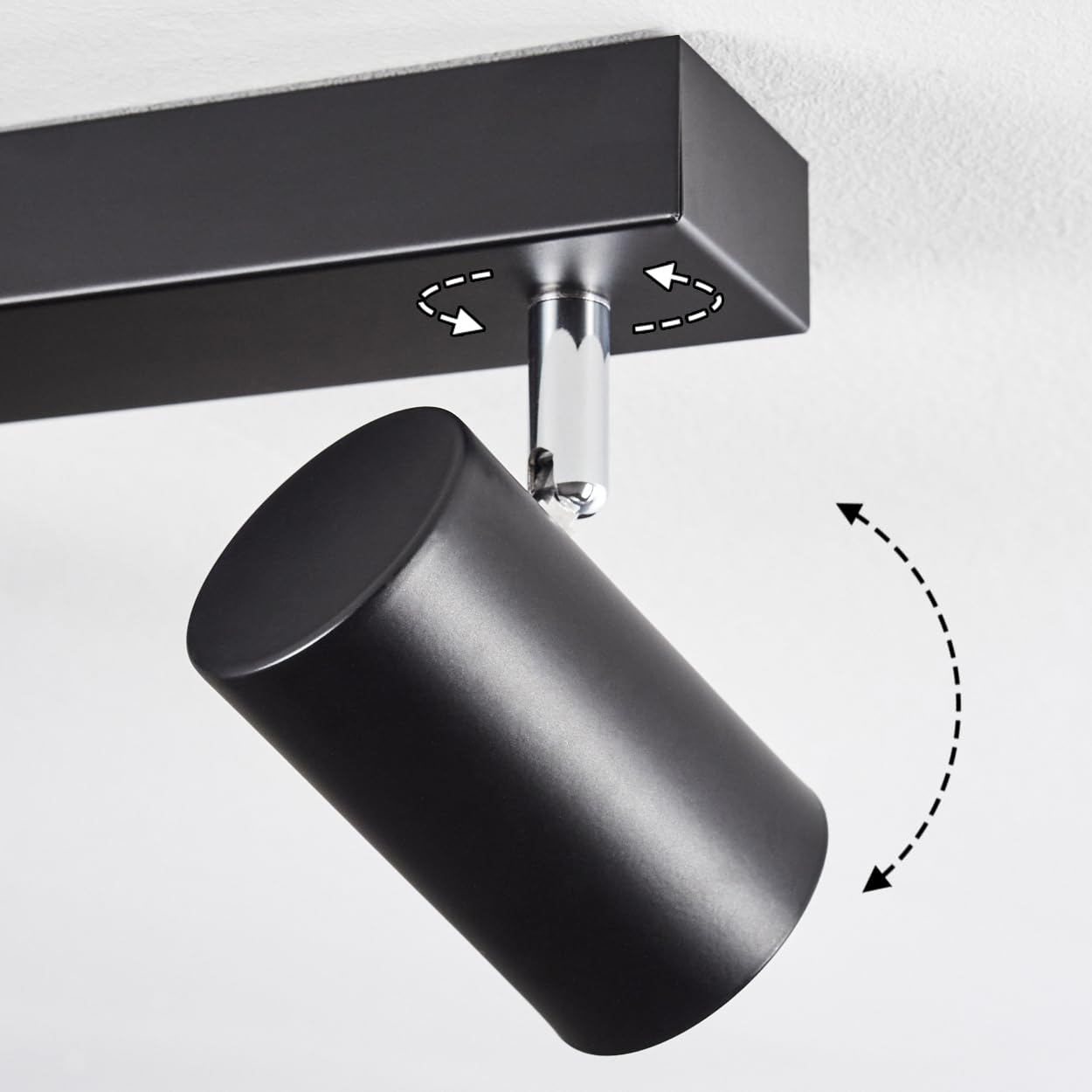 HOFSTEIN Deckenleuchte Gesteira, 8-flammige Deckenlampe aus Metall in Schwarz/Chromfarben, Leuchte im modernen Design mit verstellbaren Schirmen, GU10, Esszimmer, Wohnzimmer, Küche, Schlafzimmer, Flur