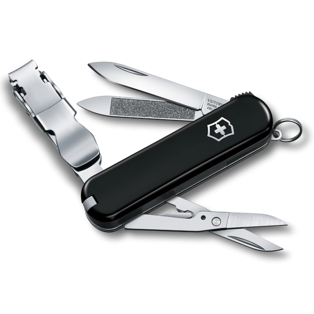 Victorinox Nailclip 580, Swiss Made, 8 Functions, Nail File, Nail Clipper, Blade, Scissors, Black
