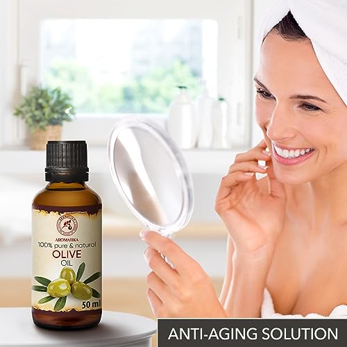 Olivenöl 50ml - Spanien - Kaltgepresst - Natürlich - Intensive Pflege für Gesicht - Haare - Haut - Gut mit Ätherischem Öl - für Massage - Beauty - Kosmetik - Gesichtspflege - Körperpflege