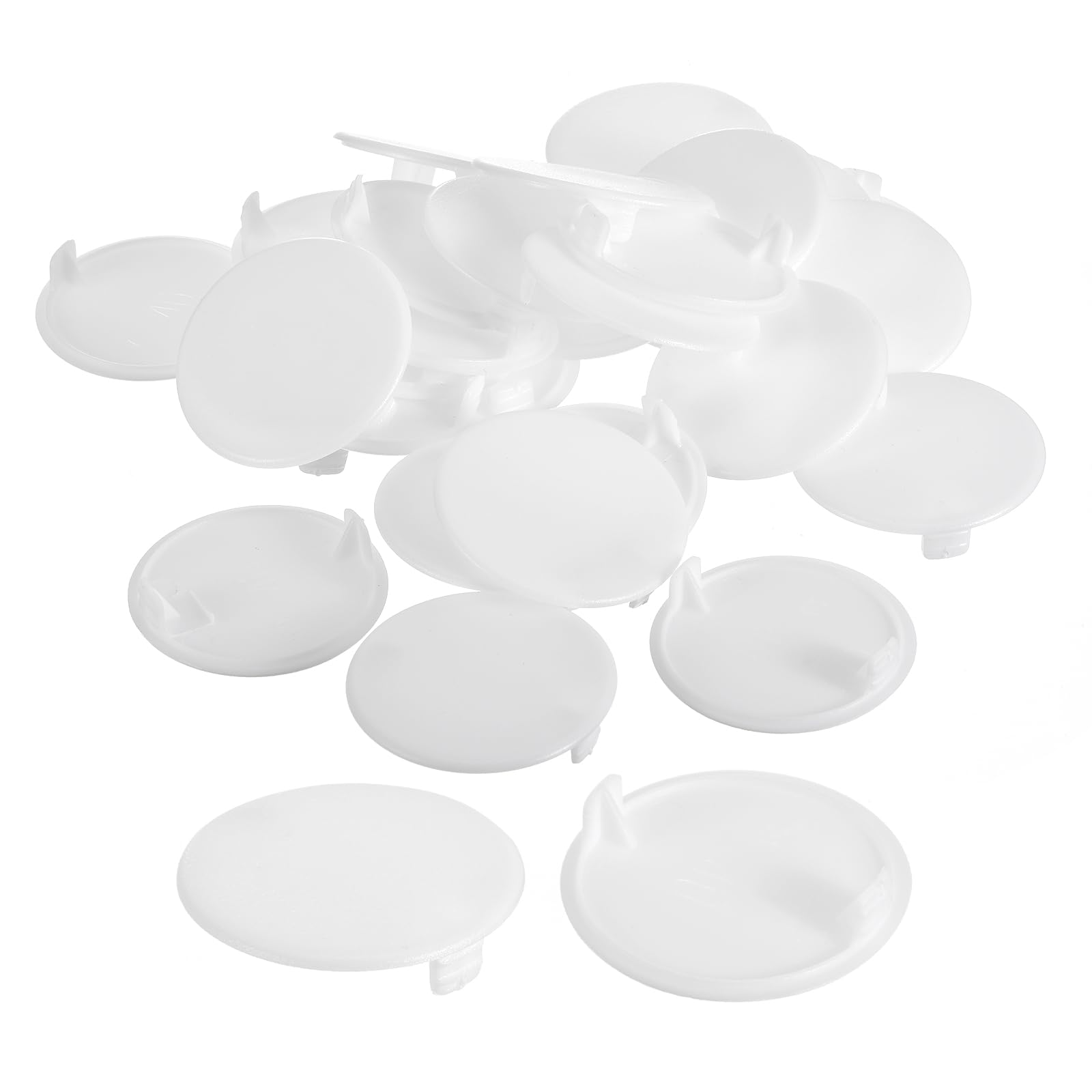 sourcing map 20Pcs Hinge Hole Covers, 38mm(1 1/2") Dia Plastic Concealed Hole Cover Round Flush Type Caps for Furniture Cabinet Cupboard, White