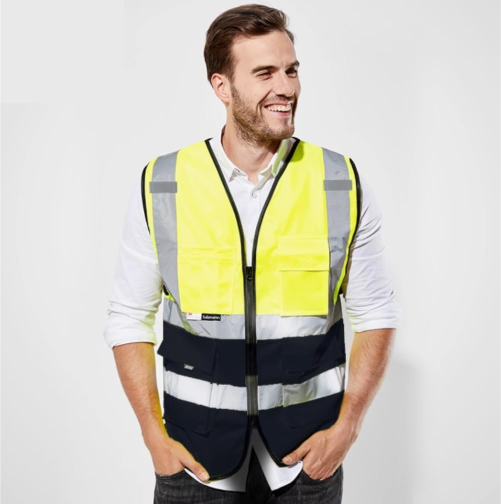 Chalecos Reflectantes de Alta Visibilidad, Chaleco Reflectante tráfico Nocturno construcción Conductor for Llevar Amarillo Varios tamaños(5XL)