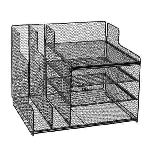 Organizadores de escritorio y accesorios, organizador de oficina de malla de metal de 4 niveles, ideal para cualquier organizador de escritorio, bandeja de cartas multifunción, almacenamiento de