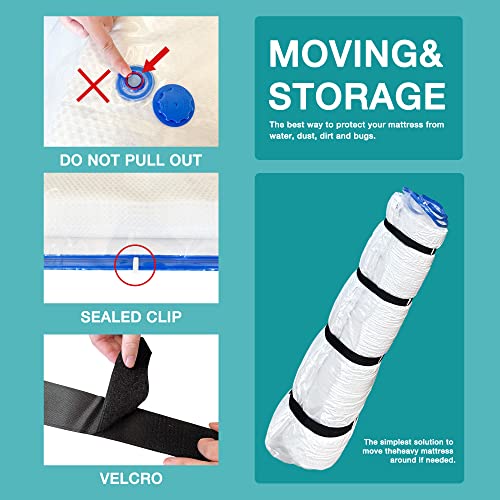 Asatdd MB-Q-1P Queen/Full Mattress Vacuum Bag For Moving And Storage, Memory Foam Latex Mattress Storage Bags Full Queen Size thumb #5