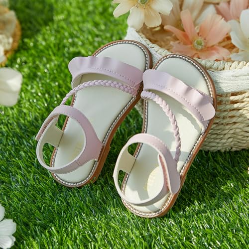 Image of PHIRAMIN Toddler Girl Sandals - Flower Girl Dress Shoes Open Toe Little Kid Flats